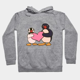 cute pingu and pinga penguin holding heart Hoodie